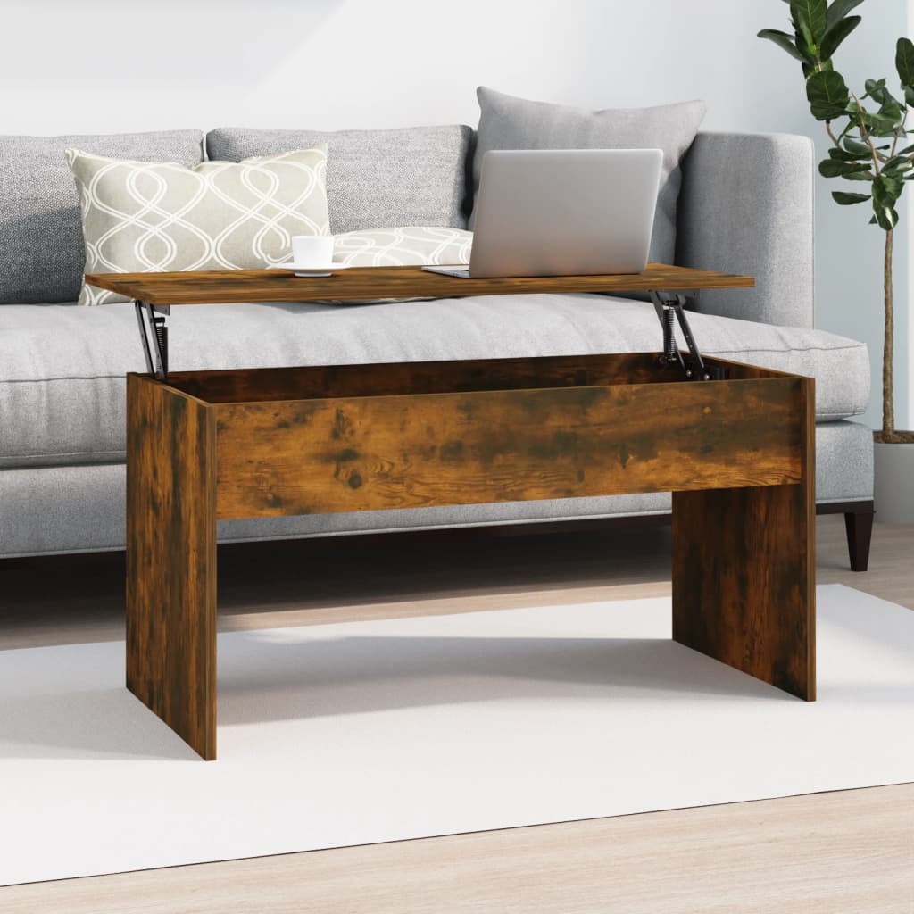 Mesa de Centro Beira Elevatória de 102 cm - Madeira Rústica - Design Moderno