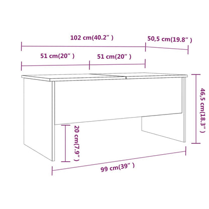 Mesa de centro 102x50,5x46,5 cm madeira processada sonoma cinza