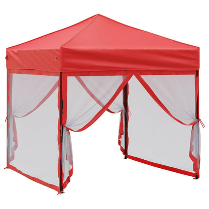 Tenda para festas dobrável com paredes laterais 2x2 m vermelho