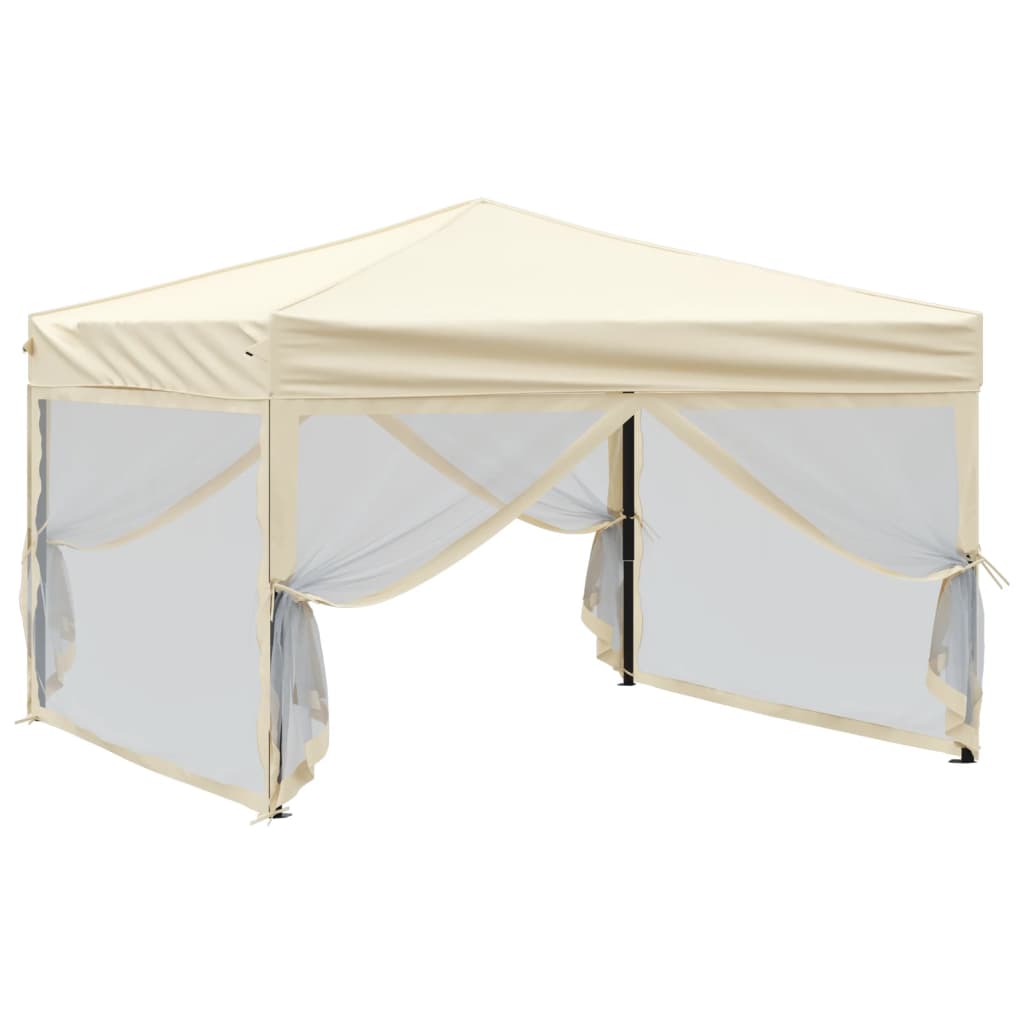 Tenda para festas dobrável com paredes laterais 3x3 m creme