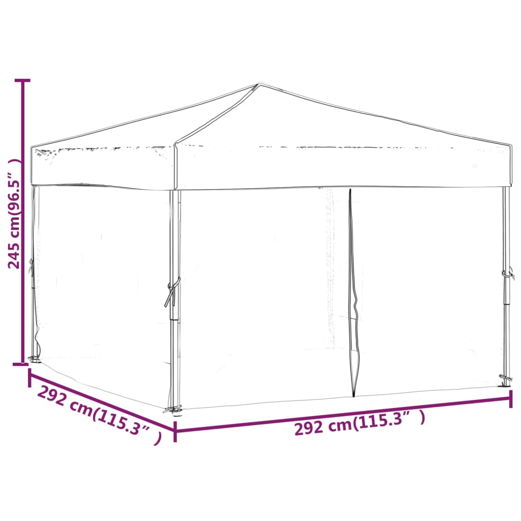 Tenda para festas dobrável com paredes laterais 3x3 m creme