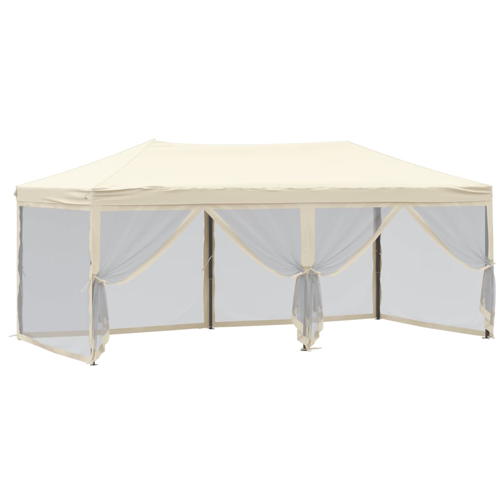 Tenda para festas dobrável com paredes laterais 3x6 m creme