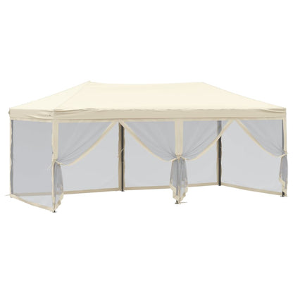 Tenda para festas dobrável com paredes laterais 3x6 m creme