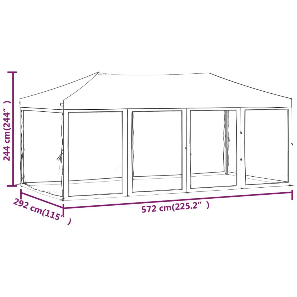 Tenda para festas dobrável com paredes laterais 3x6 m creme