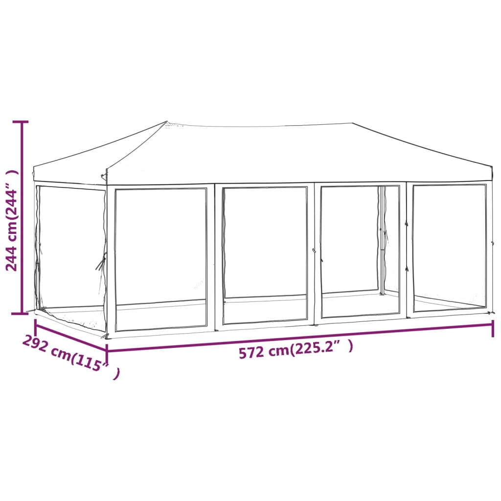 Tenda para festas dobrável com paredes laterais 3x6 m preto