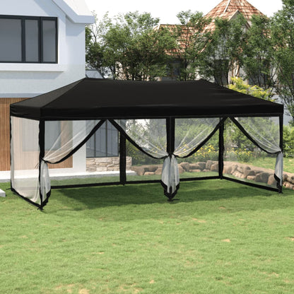 Tenda para festas dobrável com paredes laterais 3x6 m preto