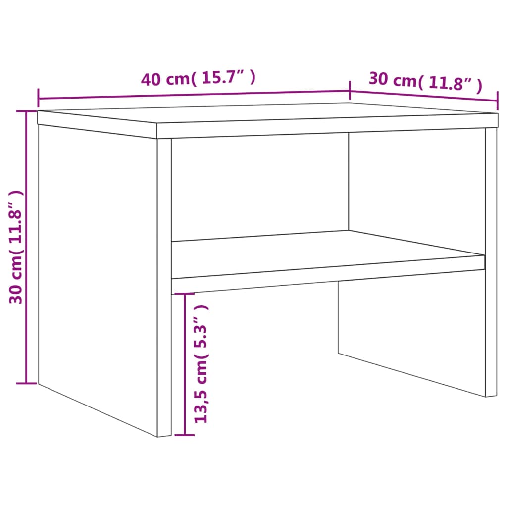 Mesa cabeceira 2pcs 40x30x30cm derivado madeira carvalho fumado