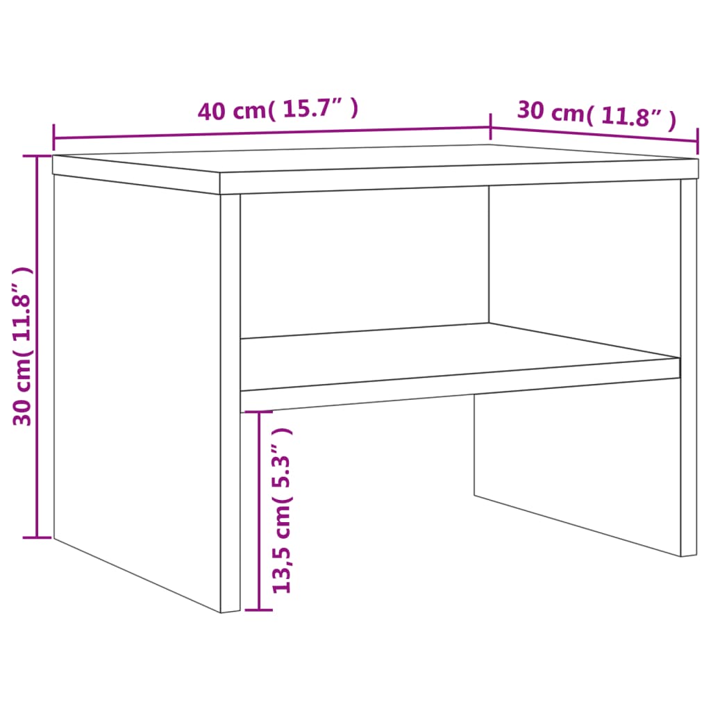 Mesa cabeceira 2 pcs 40x30x30 cm derivados madeira cinza sonoma