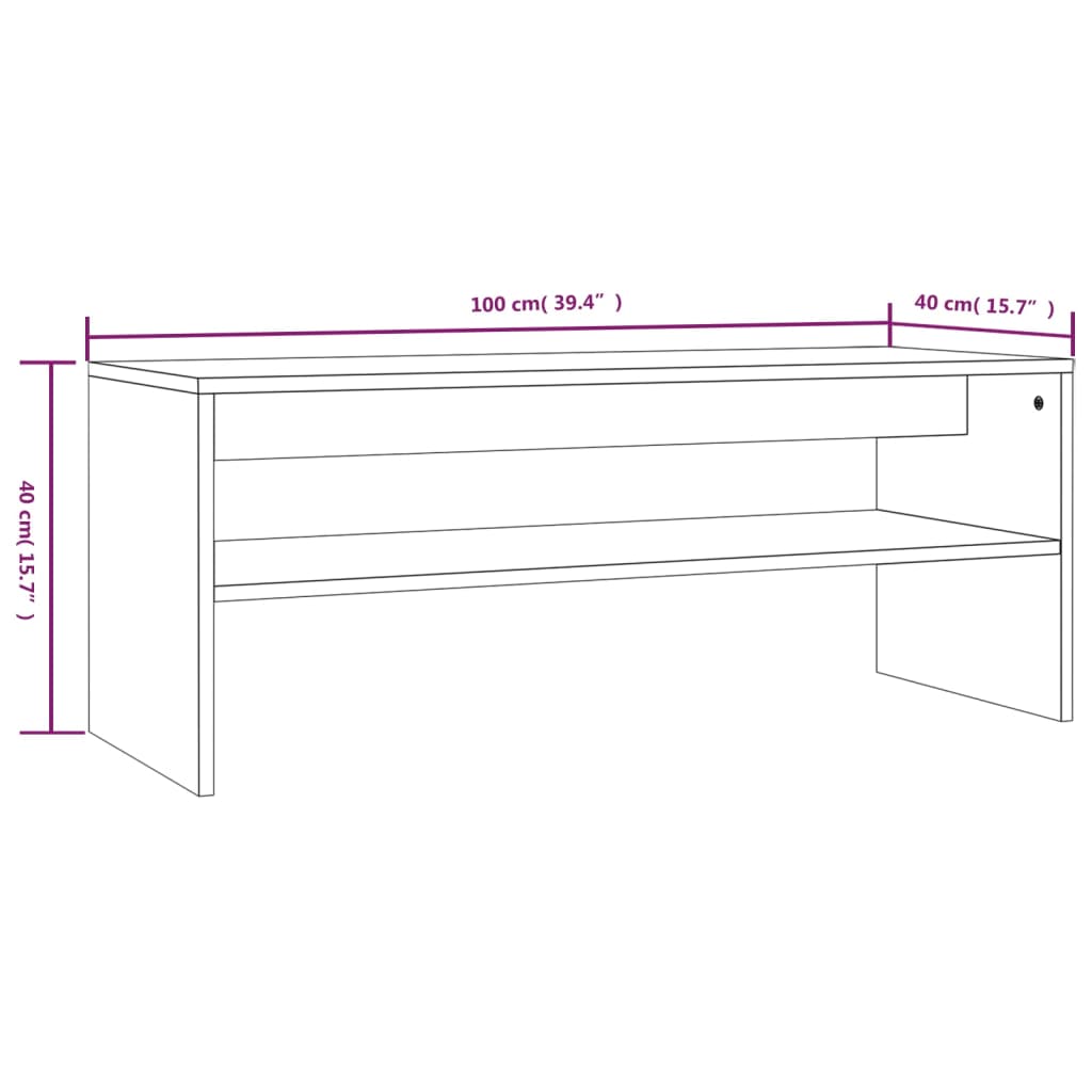 Mesa de centro 100x40x40 cm derivados madeira cinzento sonoma