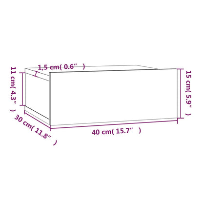 Mesa cabeceira suspensa 40x30x15 cm madeira proc. sonoma cinza