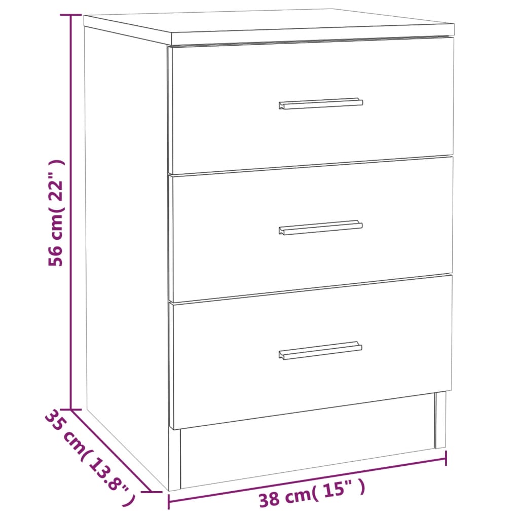 Mesa cabeceira 38x35x56 cm derivados de madeira cinzento sonoma