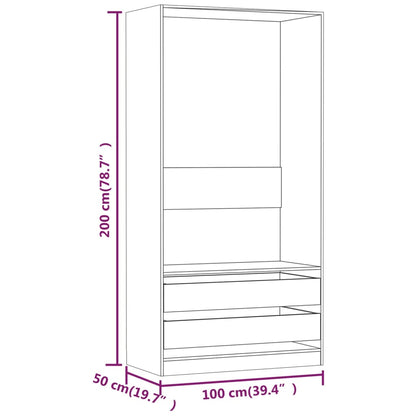 Roupeiro Elvas com 2 Gavetas de 200 cm - Cinzento - Design Nórdico