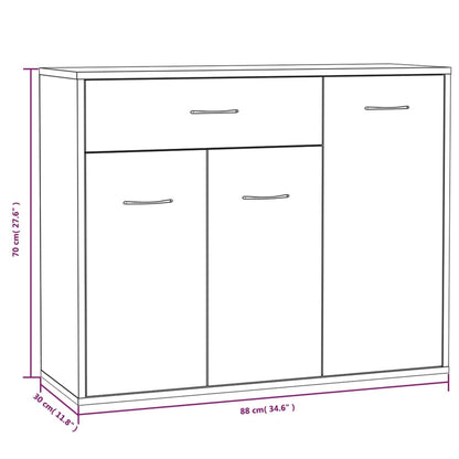 Aparador Label com 3 Portas e 1 Gaveta de 88 cm - Cinzento Sonoma - Design Minimalista