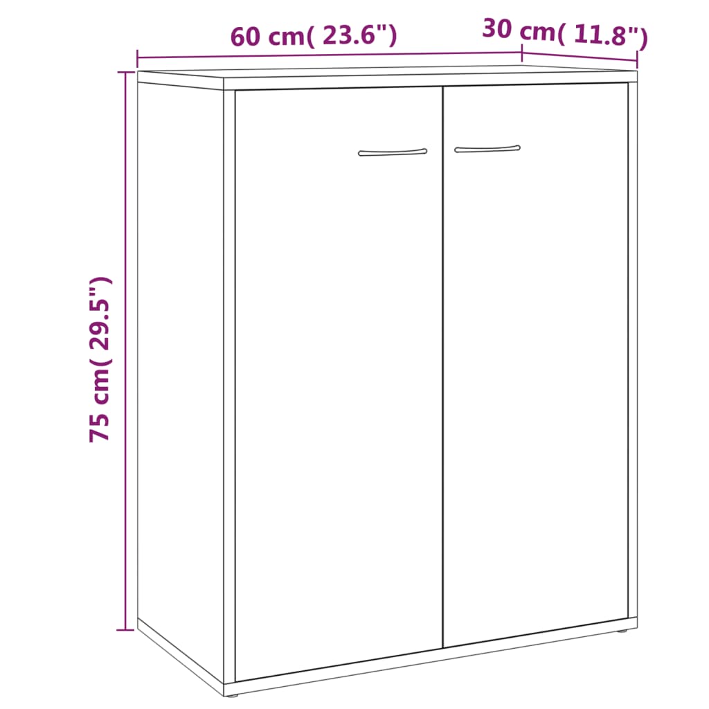 Aparador 60x30x75 cm derivados de madeira cinzento sonoma