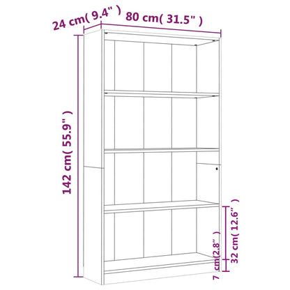 Estante 4 prateleiras 80x24x142 cm deriv. madeira cinza-cimento