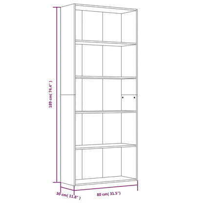 Estante 5 prat. 80x30x189 cm derivados madeira cinzento sonoma