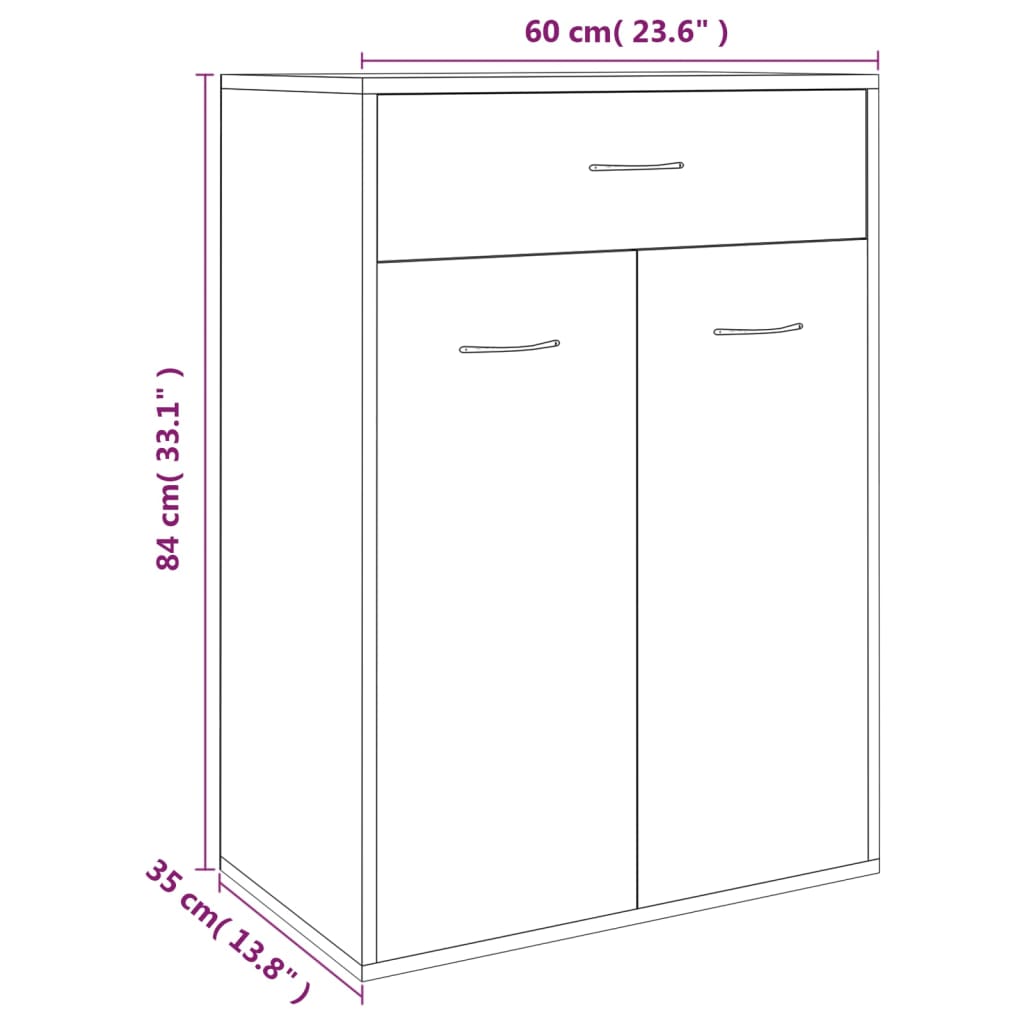 Sapateira 60x35x84 cm derivados de madeira cinzento sonoma