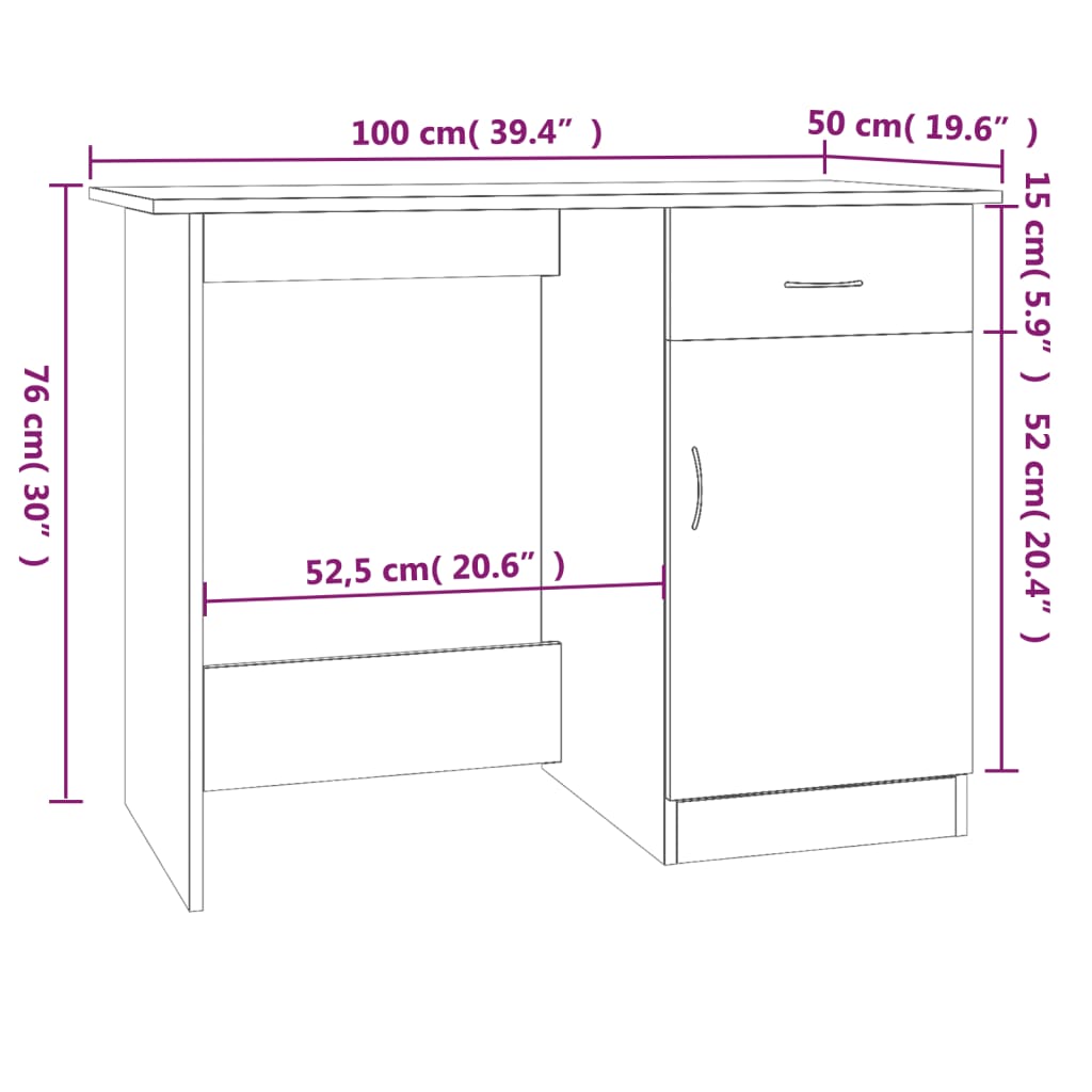 Secretária Woki com 1 Gaveta e Porta de 100 cm - Madeira Rústica - Design Moderno