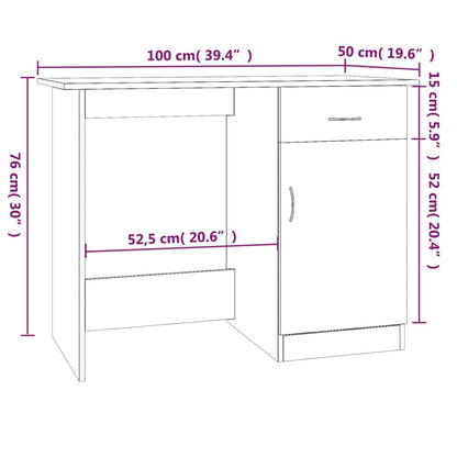 Secretária Woki com 1 Gaveta e Porta de 100 cm - Castanho - Design Moderno