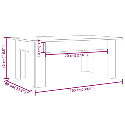 Mesa de centro 100x60x42cm derivados de madeira cinzento sonoma