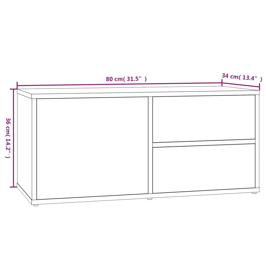 Móvel de TV 80x34x36 cm derivados de madeira cinzento sonoma