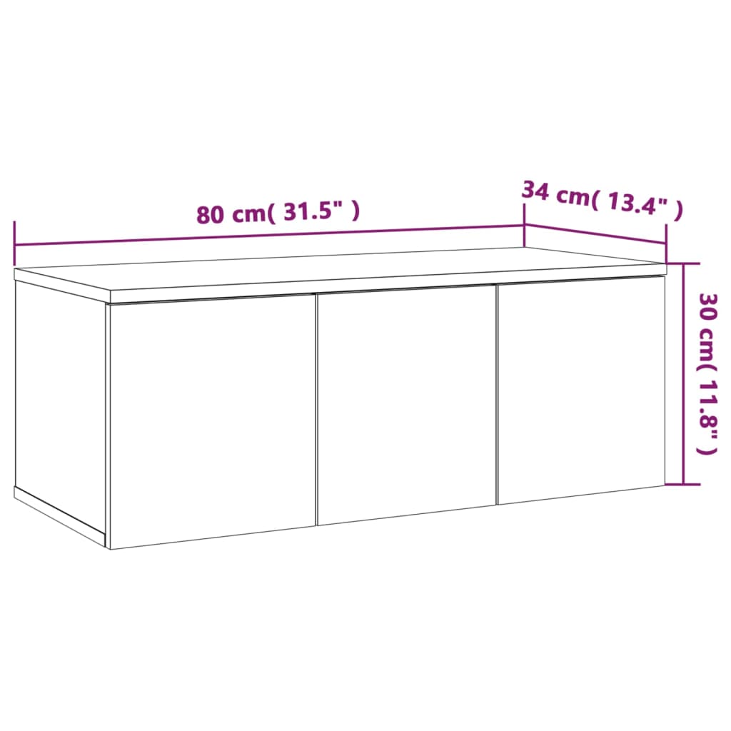 Móvel de TV 80x34x30 cm derivados de madeira cinzento sonoma