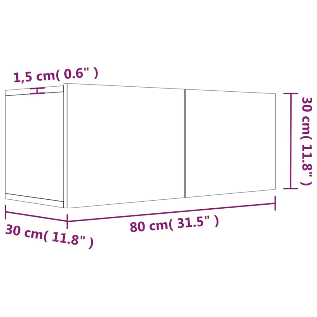 Móvel de TV 80x30x30 cm derivados de madeira cinzento sonoma