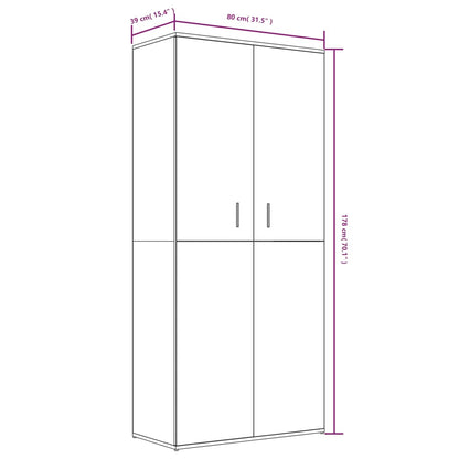 Sapateira 80x39x178 cm derivados de madeira cinzento sonoma