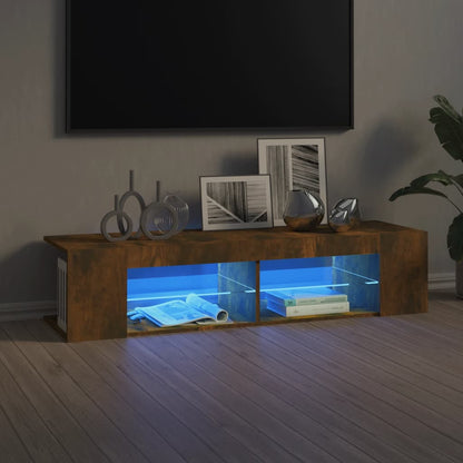 Móvel de TV Rutti com Luzes LED de 135 cm - Madeira Rústica - Design Moderno