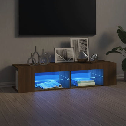 Móvel de TV com luzes LED 135x39x30 cm cor carvalho castanho