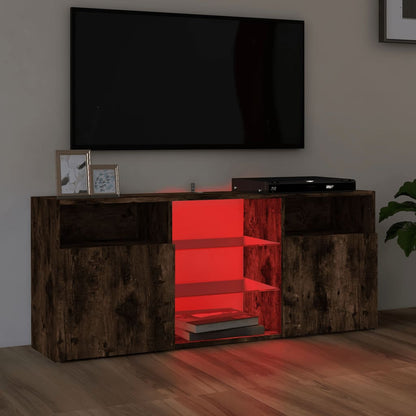 Móvel de TV Maze com Luzes LED de 120cm - Madeira Rústica - Design Moderno