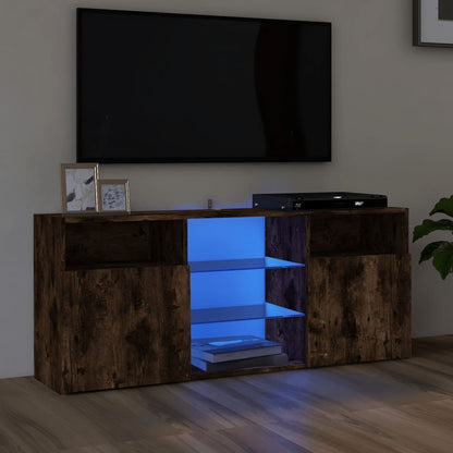 Móvel de TV Maze com Luzes LED de 120cm - Madeira Rústica - Design Moderno