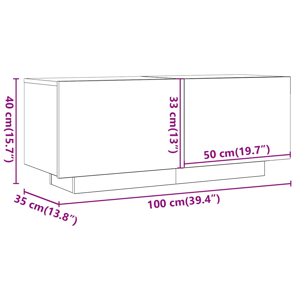 Móvel de TV 100x35x40 cm derivados de madeira cinzento sonoma