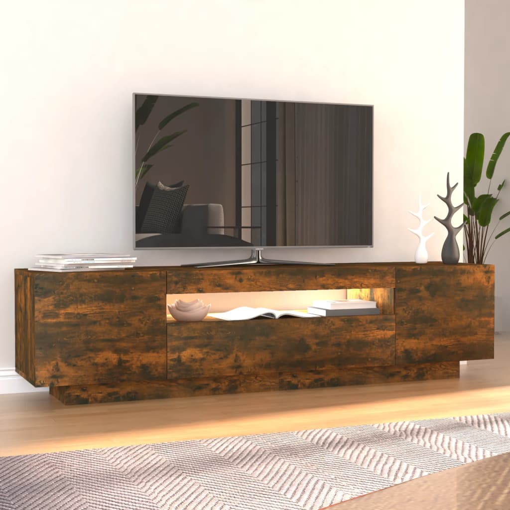 Móvel de TV Giancarlo com Luzes LED de 160cm - Madeira Rustica - Design Moderno