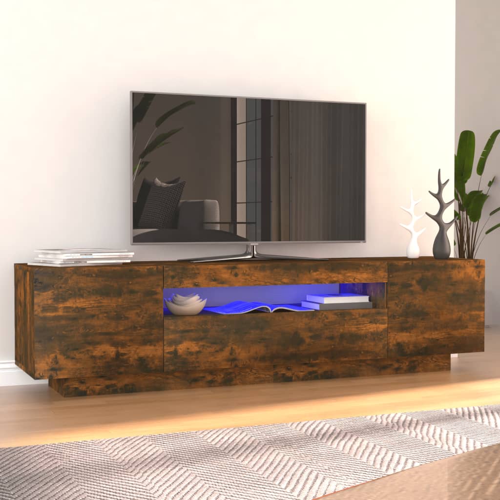 Móvel de TV Giancarlo com Luzes LED de 160cm - Madeira Rustica - Design Moderno