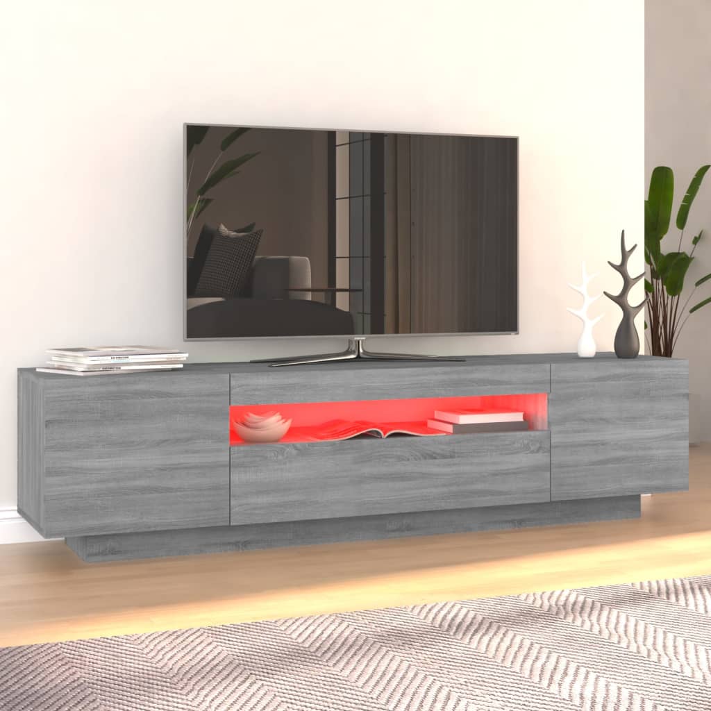 Móvel de TV Giancarlo com Luzes LED de 160cm - Cinzento - Design Moderno