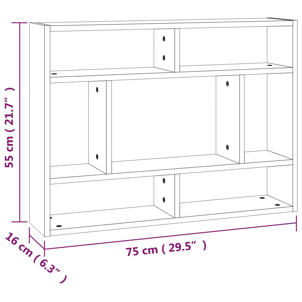 Estante 75x16x55 cm derivados de madeira cinzento sonoma