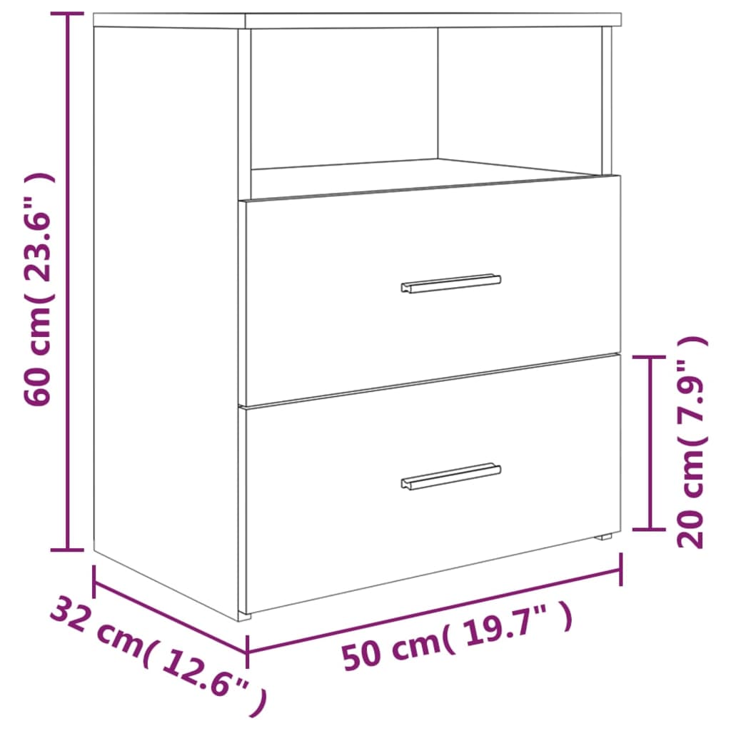 Mesa de cabeceira 50x32x60 cm sonoma cinzento