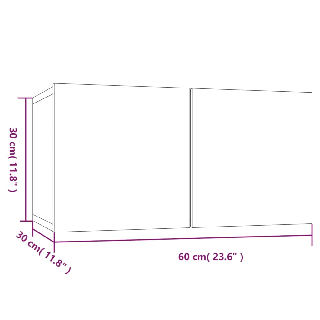 Móvel TV suspenso 2pcs 60x30x30cm derivado madeira cinza sonoma