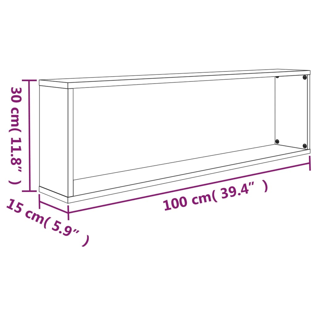 Prateleiras cubo 2 pcs derivados de madeira carvalho castanho