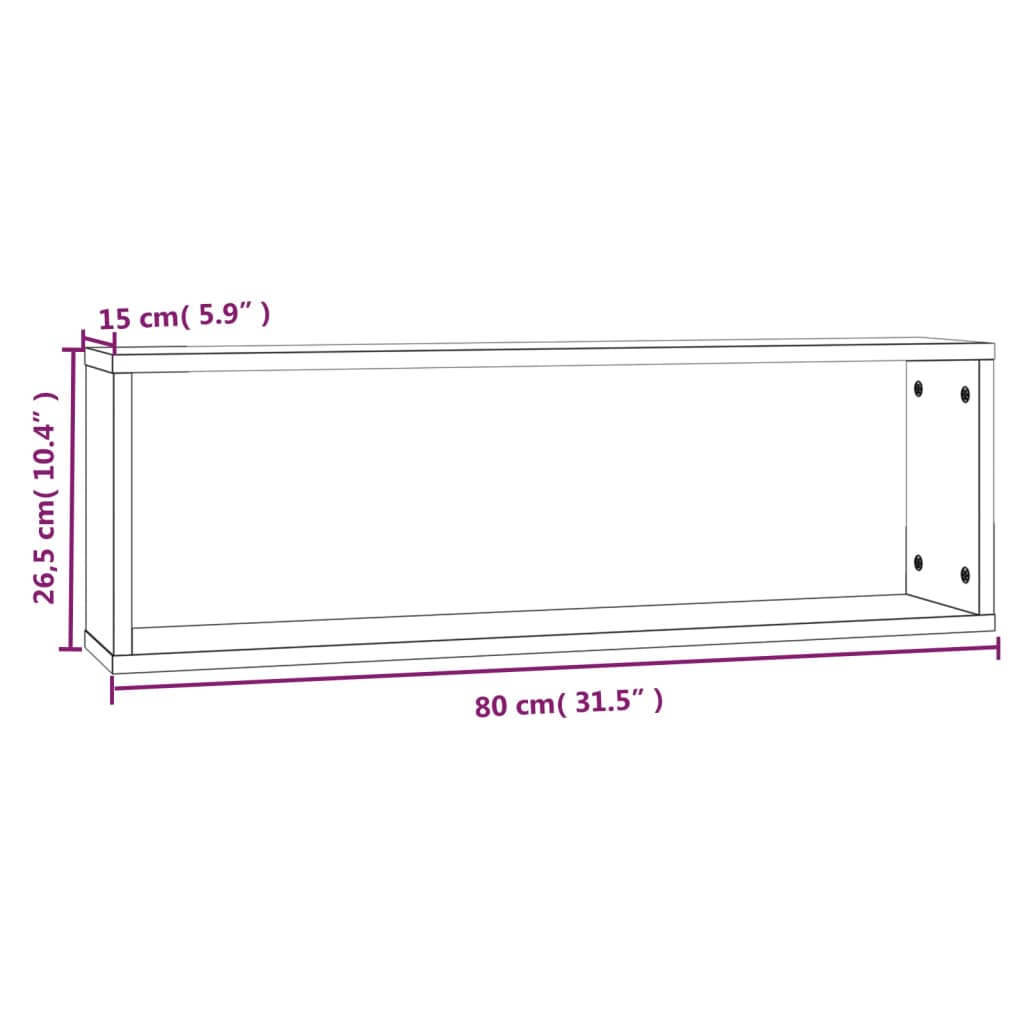 Prateleiras cubo 2 pcs derivados de madeira cinzento sonoma