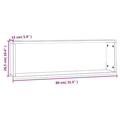 Prateleiras em cubo 2pcs derivados de madeira carvalho castanho