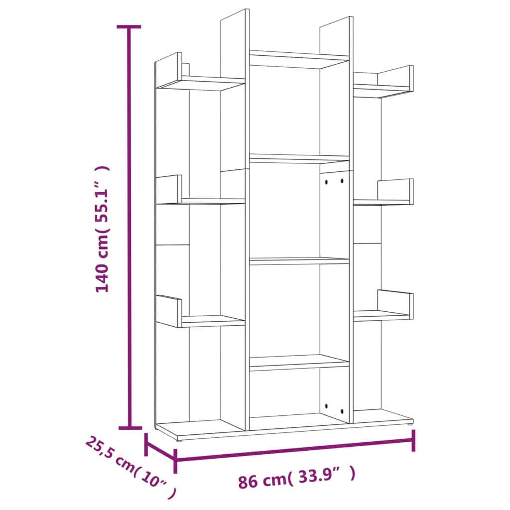 Estante 86x25,5x140 cm derivados de madeira cinzento sonoma