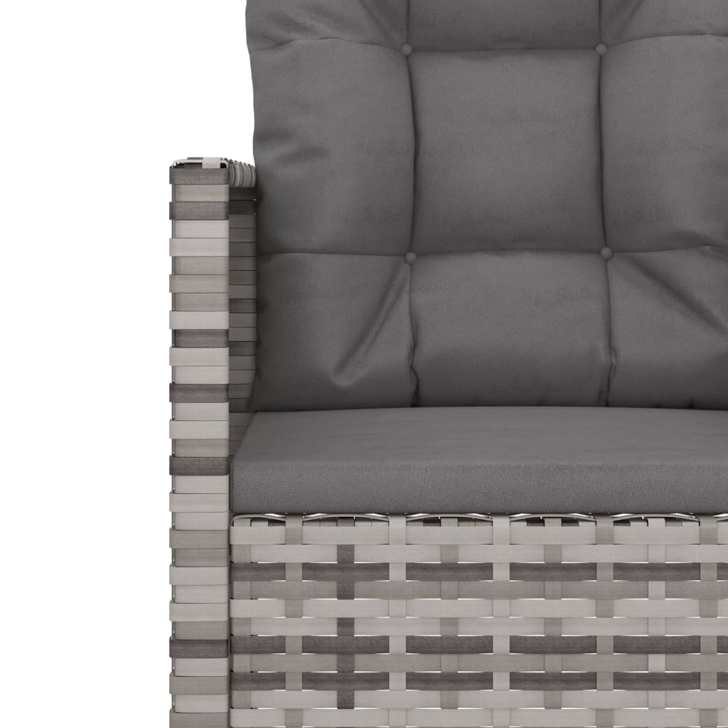 3 pcs conjunto lounge exterior c/ almofadões vime PE cinzento