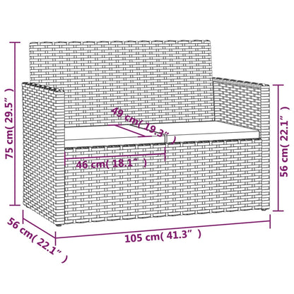 4 pcs conjunto lounge exterior c/ almofadões vime PE cinzento