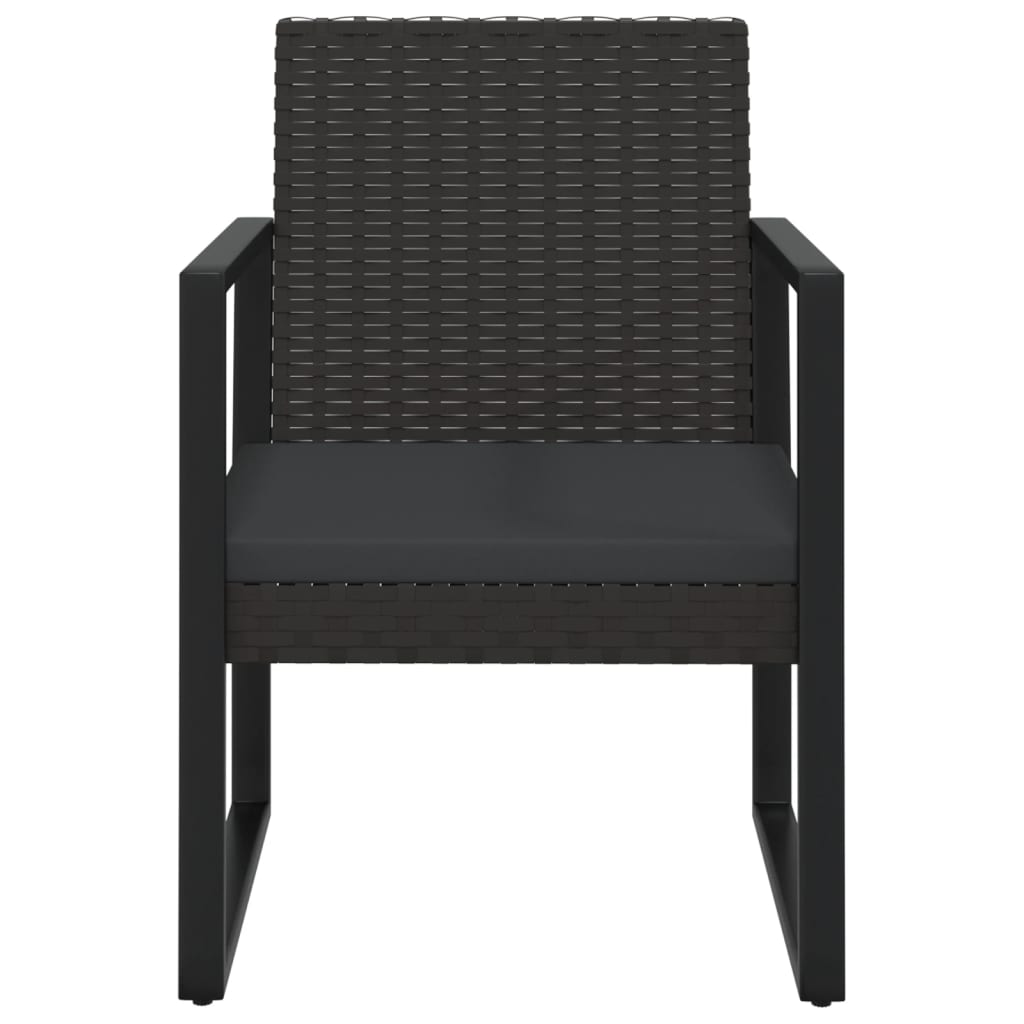 4 pcs conjunto lounge de jardim c/ almofadões vime PE preto