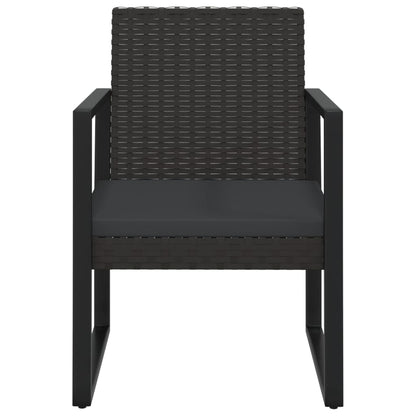 4 pcs conjunto lounge de jardim c/ almofadões vime PE preto