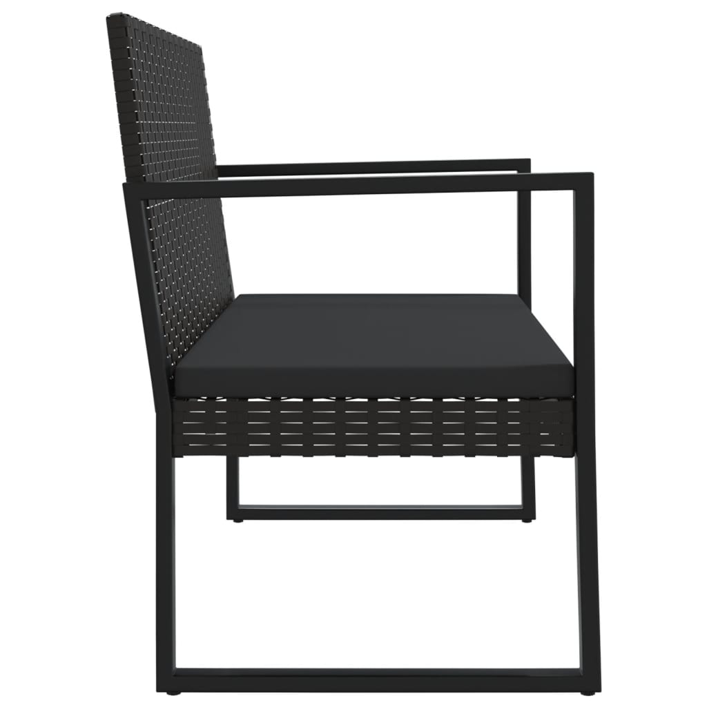 4 pcs conjunto lounge de jardim c/ almofadões vime PE preto