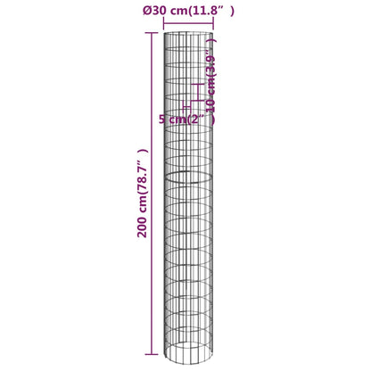 Canteiro elevado/cesto gabião circular 3pcs Ø30x200cm aço galv.