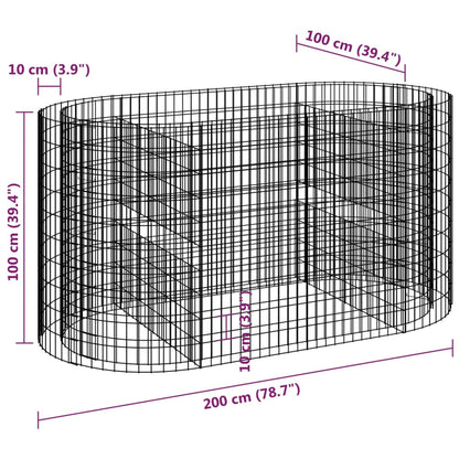 Canteiro elevado/cesto gabião 200x100x100 cm ferro galvanizado